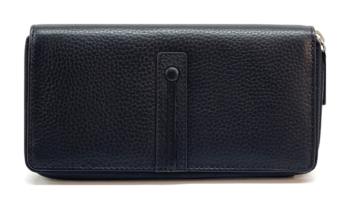 HE372 Black Strap Zip Around Wallet