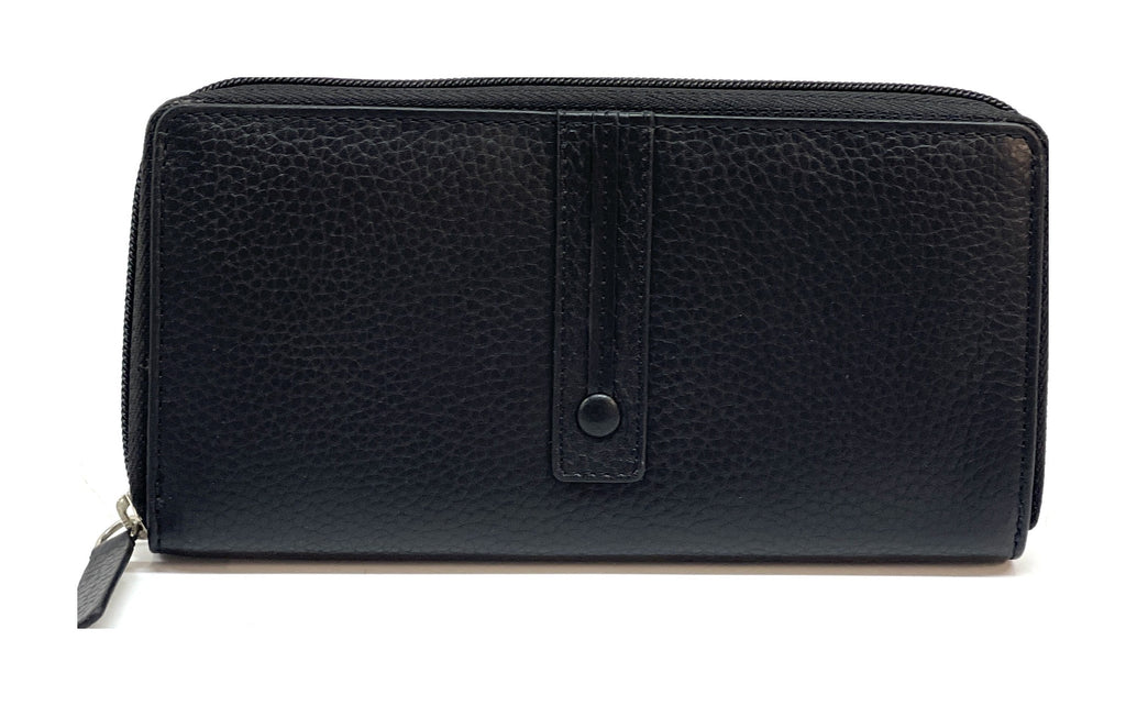 HE372 Black Strap Zip Around Wallet