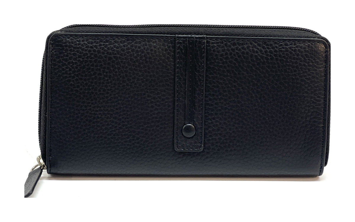 HE372 Black Strap Zip Around Wallet