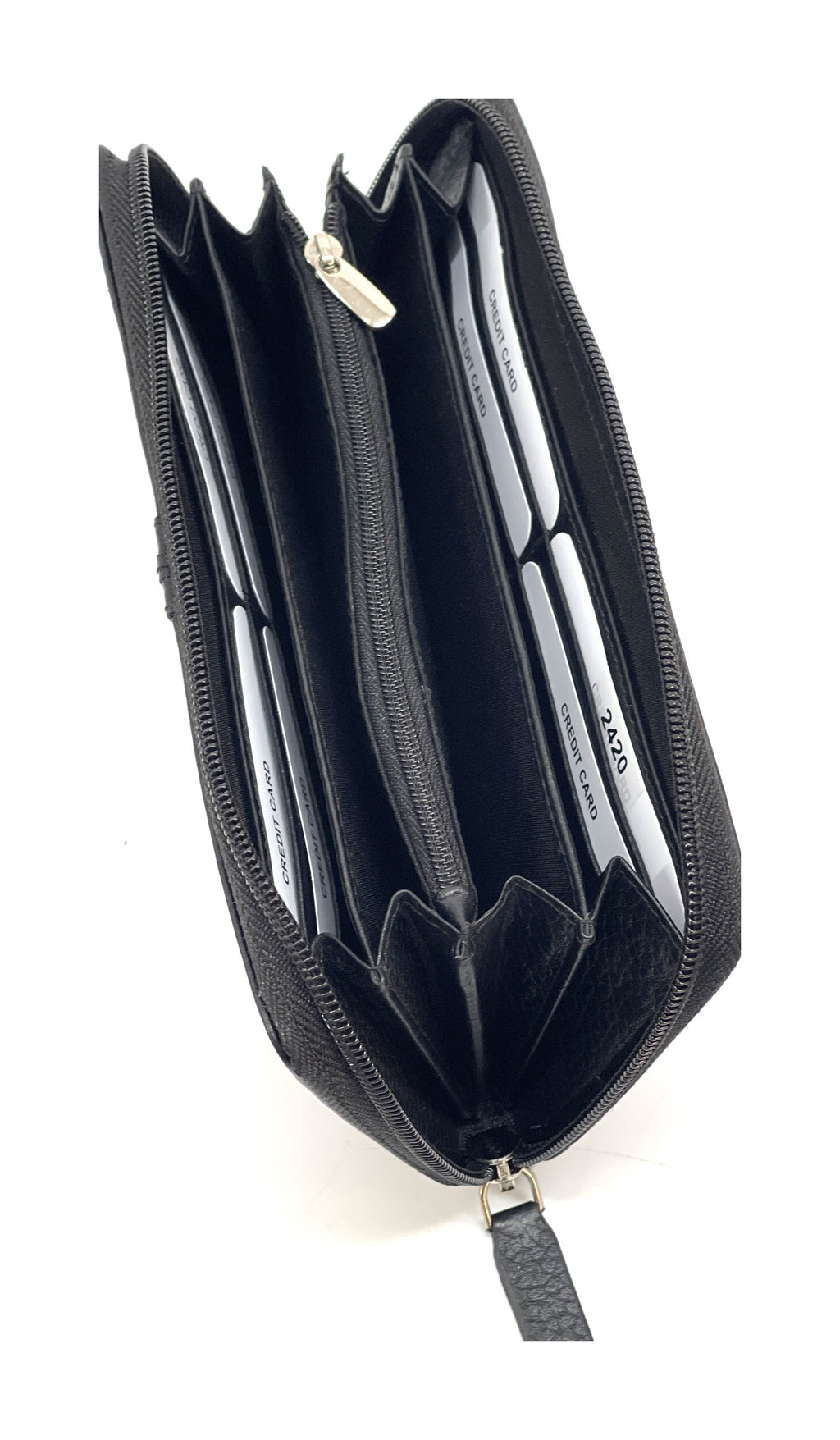 HE372 Black Strap Zip Around Wallet