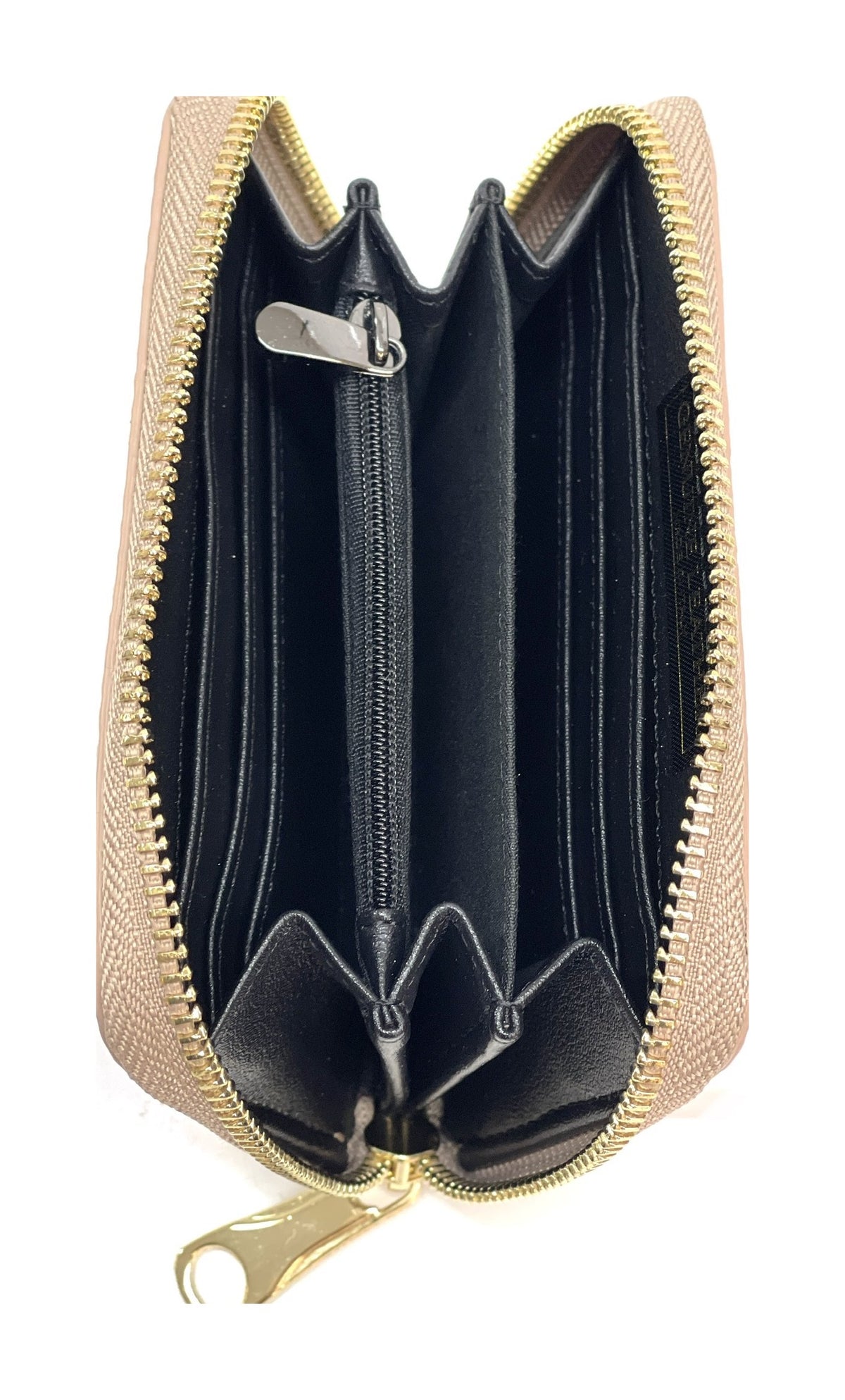 HE374 Nude Taupe Compact Leather Zip Wallet