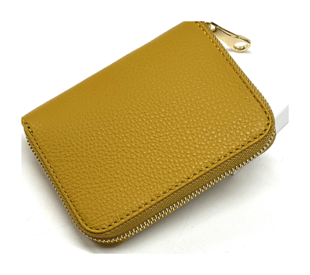 HE375 Mustard Compact Zip Wallet