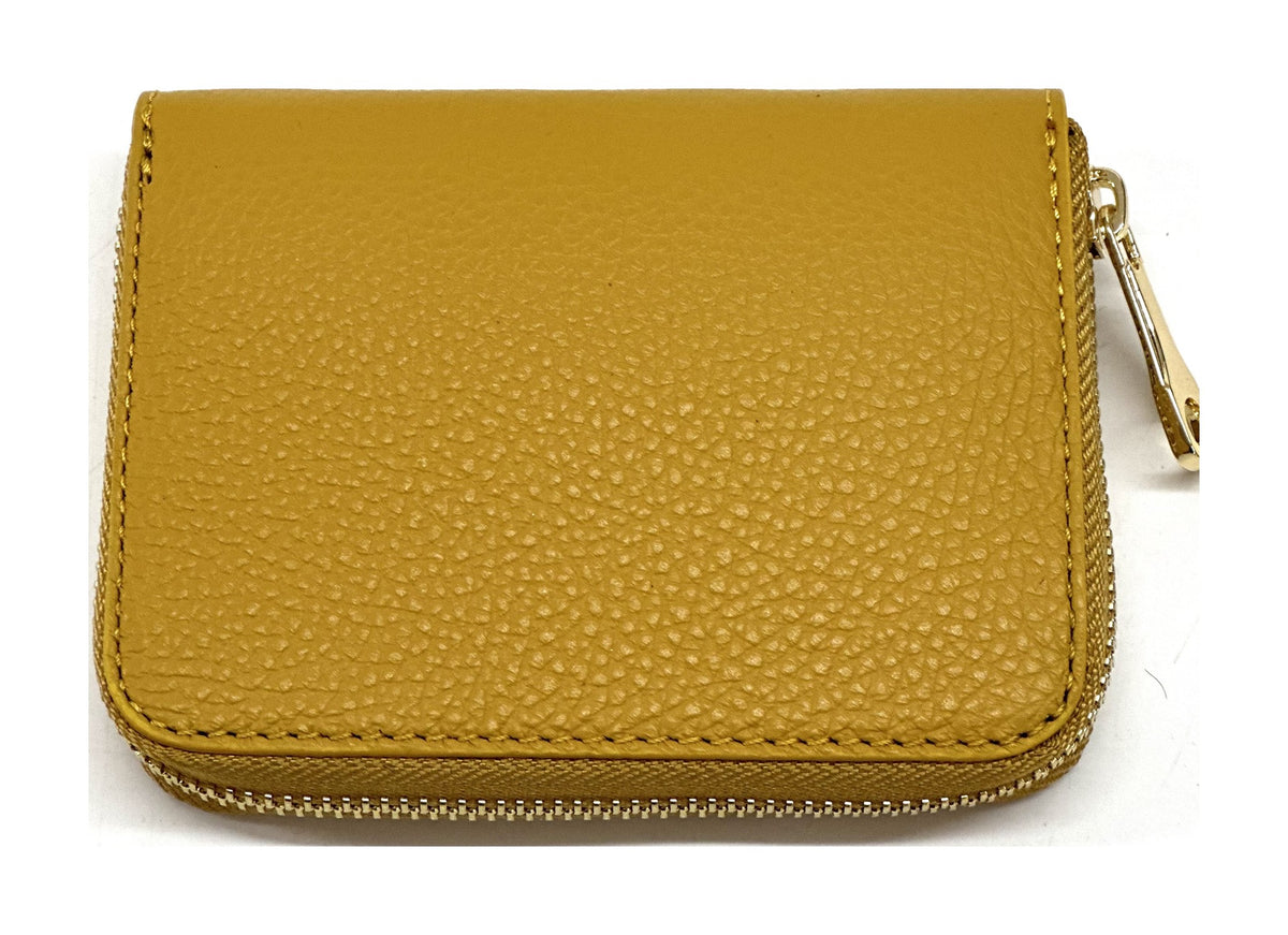HE375 Mustard Compact Zip Wallet