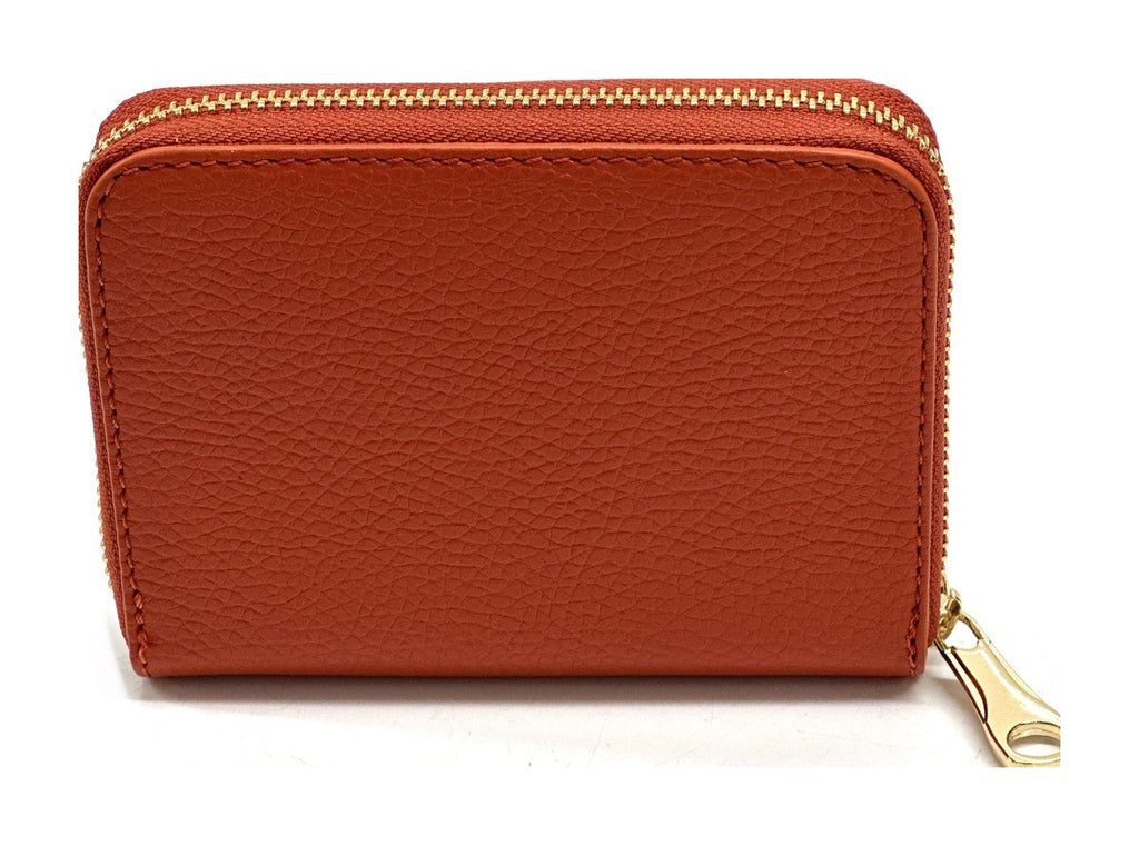 HE376 Burnt Orange Compact Leather Zip Wallet