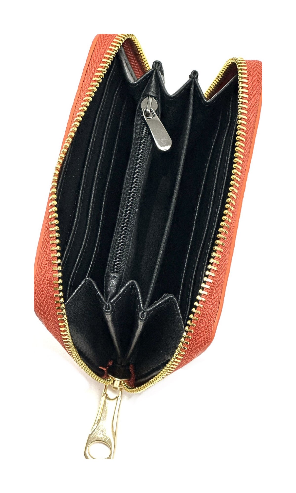 HE376 Burnt Orange Compact Leather Zip Wallet