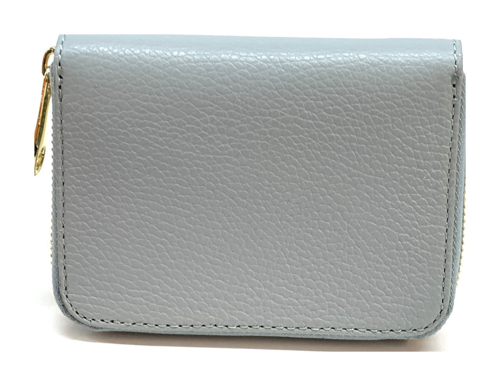 HE378 Pale Grey Blue Compact Zip Wallet