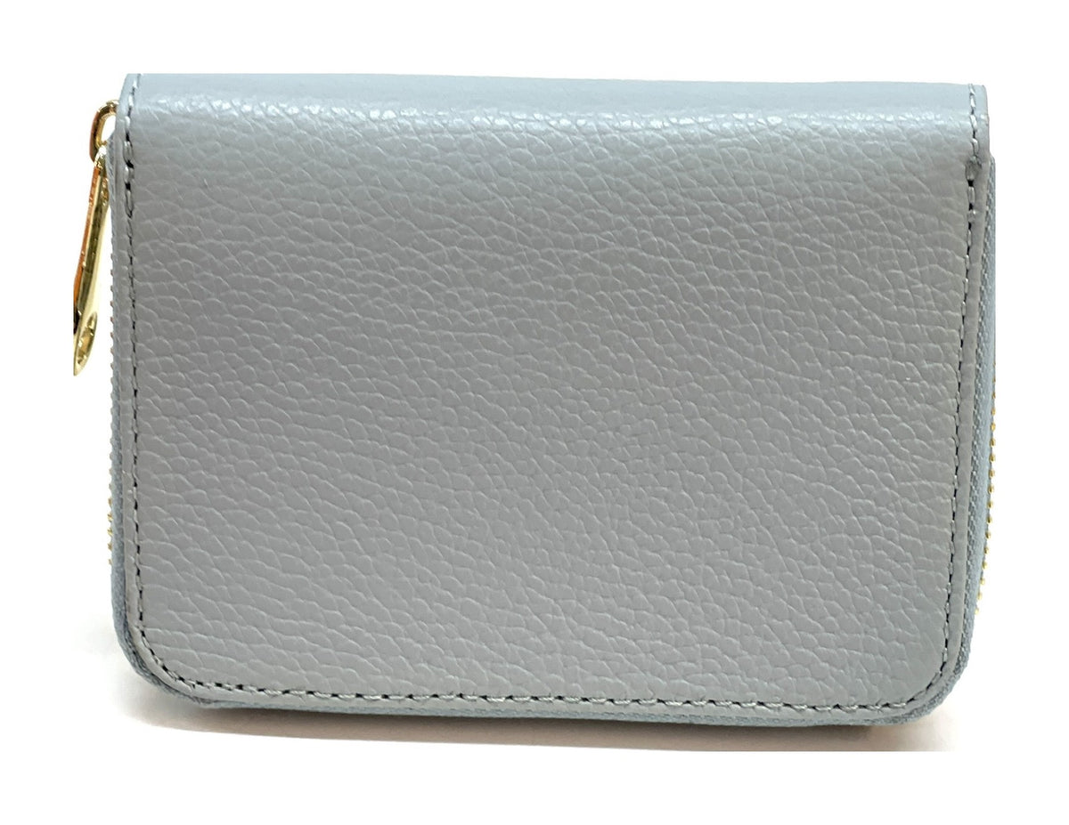 HE378 Pale Grey Blue Compact Zip Wallet
