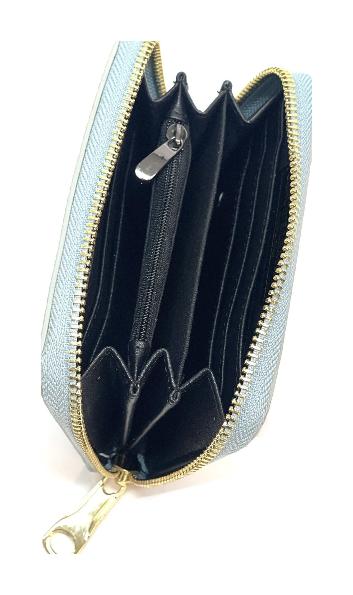 HE378 Pale Grey Blue Compact Zip Wallet