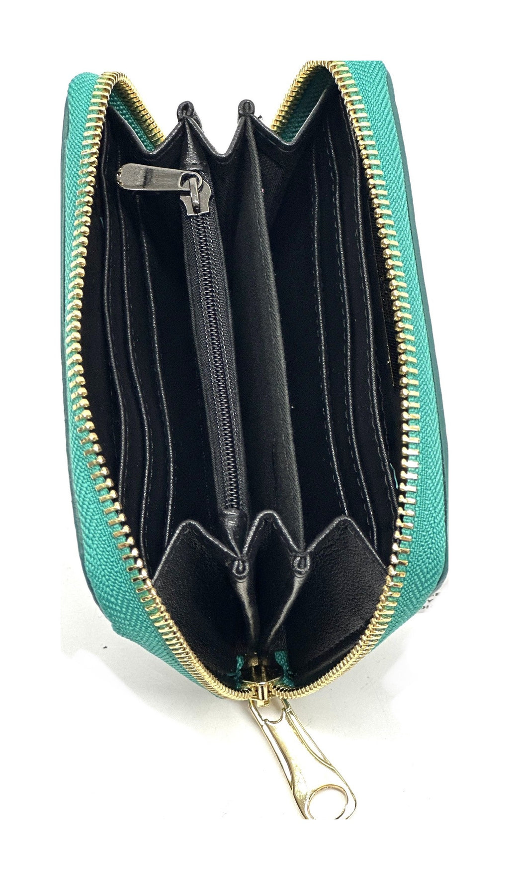 HE379 Teal Green Compact Zip Wallet