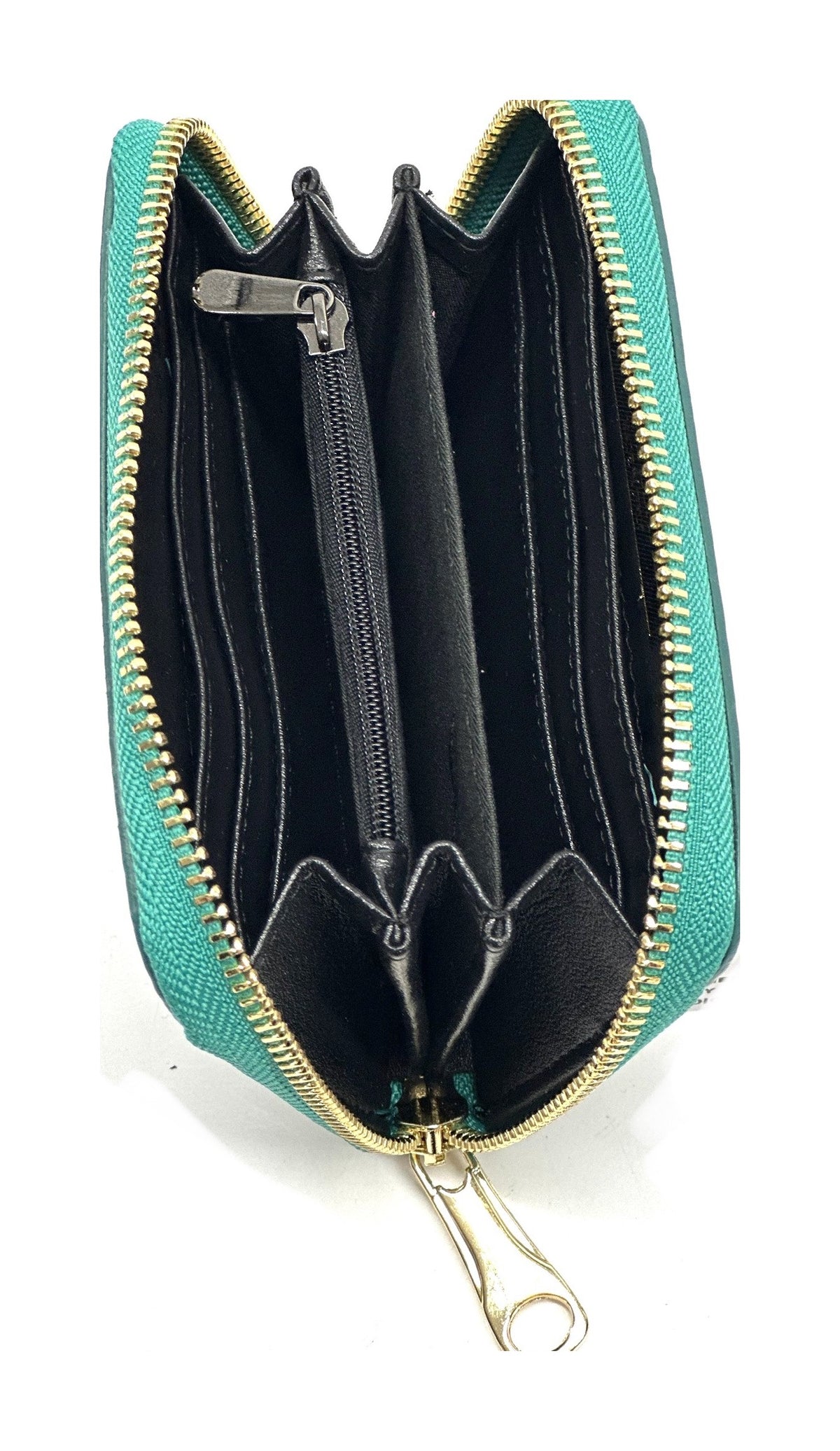 HE379 Teal Green Compact Zip Wallet