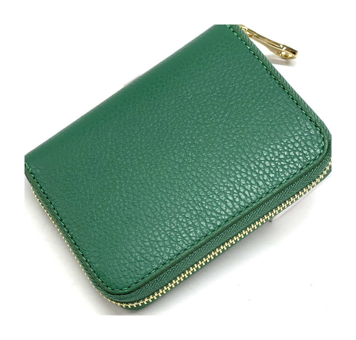 HE380 Green Compact Leather Zip Wallet