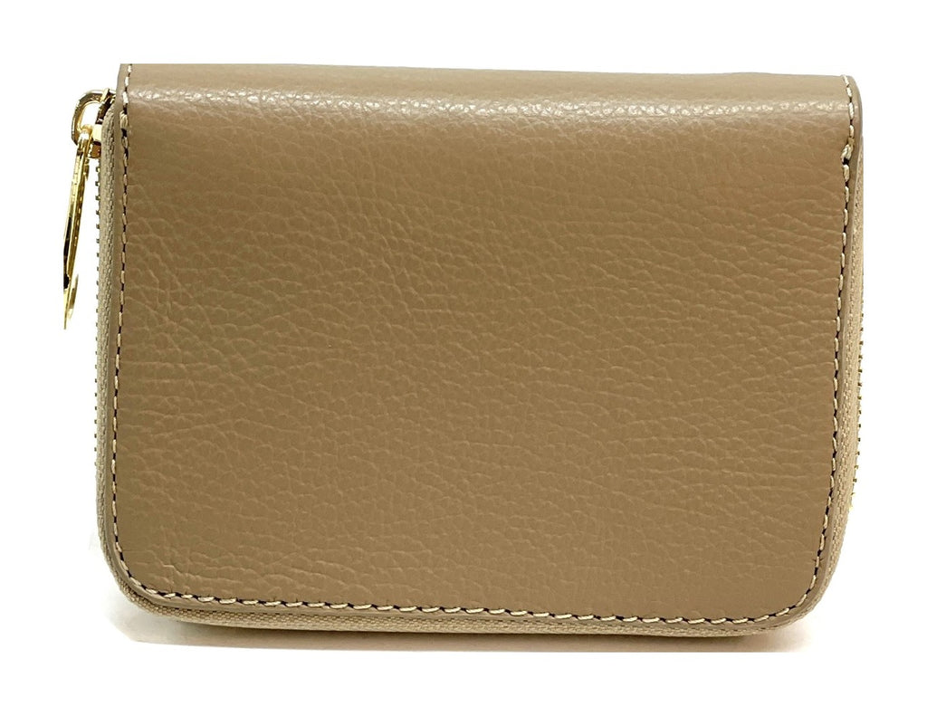 HE382 Taupe Compact Zip Wallet