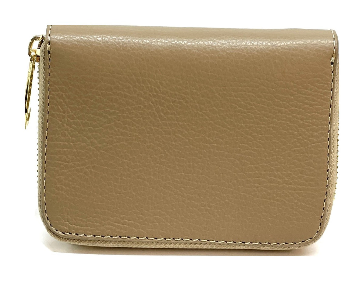 HE382 Taupe Compact Zip Wallet
