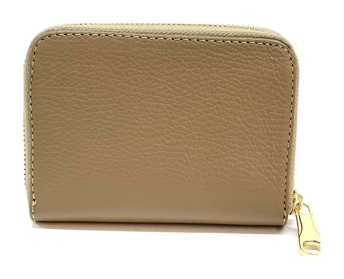 HE382 Taupe Compact Zip Wallet