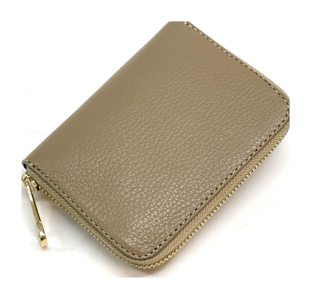 HE382 Taupe Compact Zip Wallet