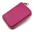 HE383 Fuchsia Compact Leather Zip Wallet