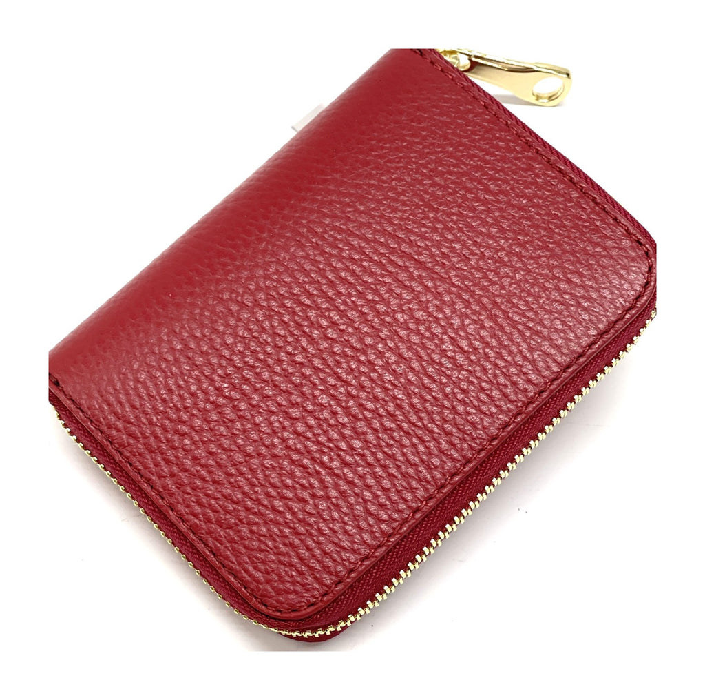HE384 Red Compact Zip Wallet