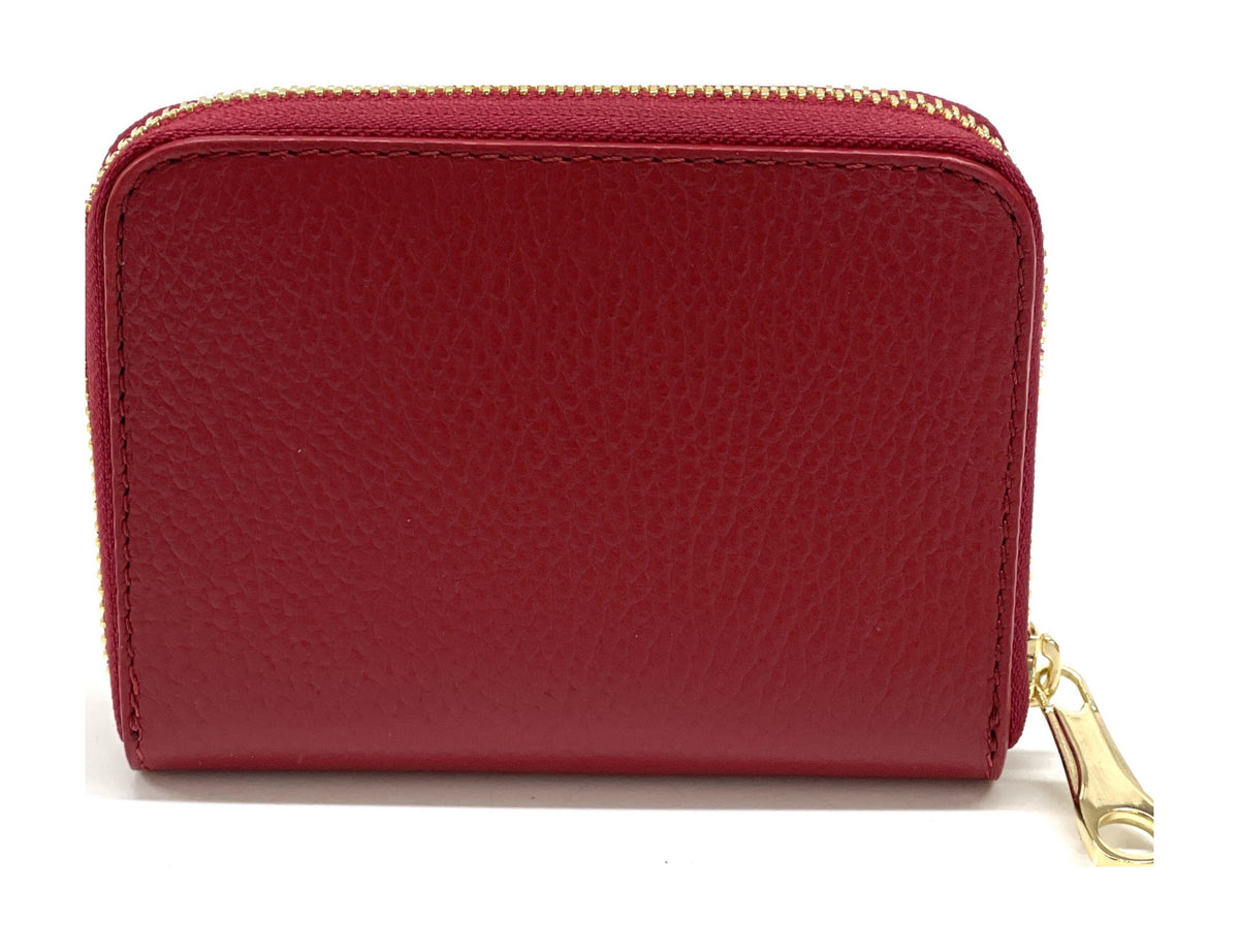 HE384 Red Compact Zip Wallet