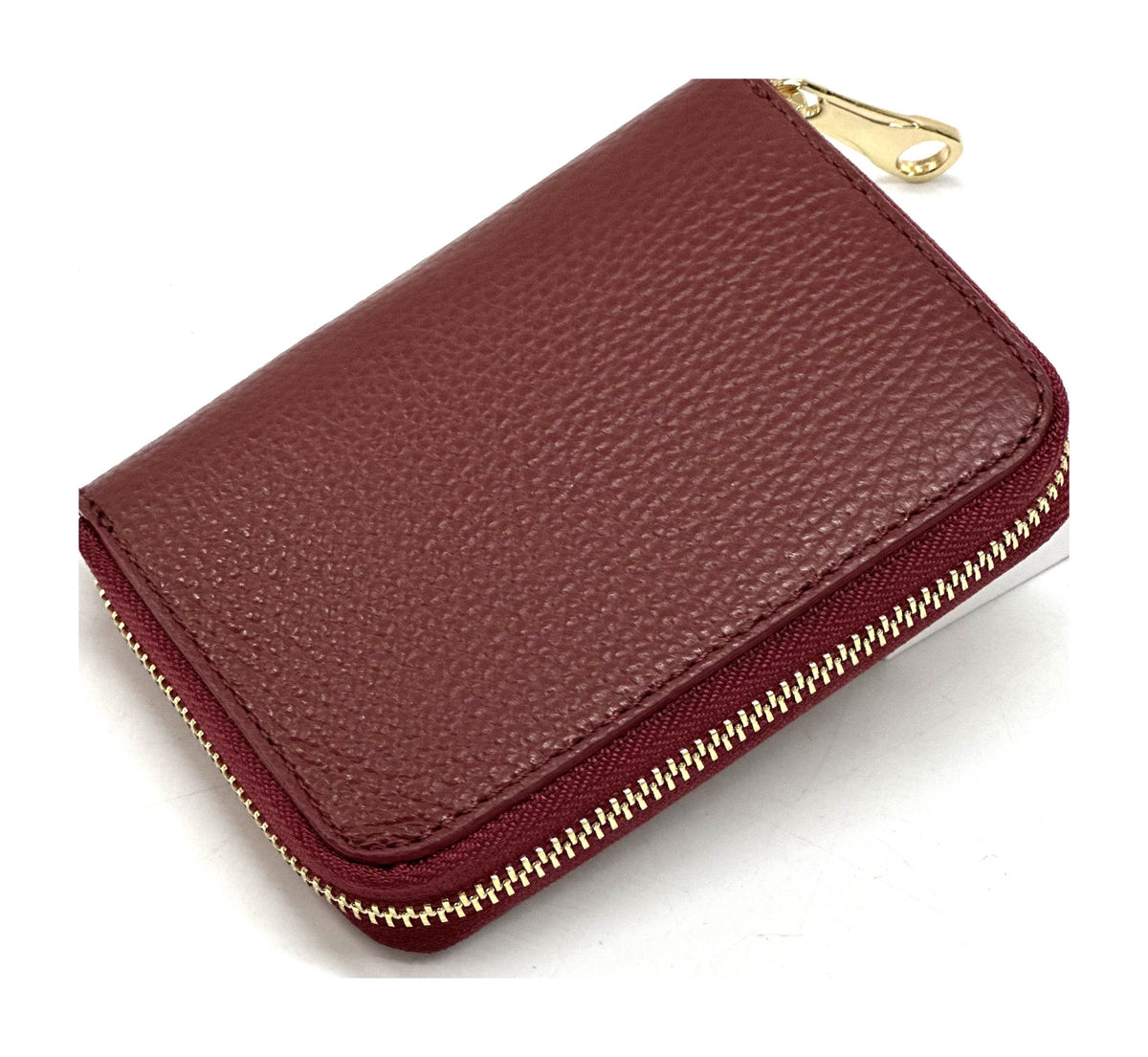 HE387 Dark Red Compact Zip Wallet