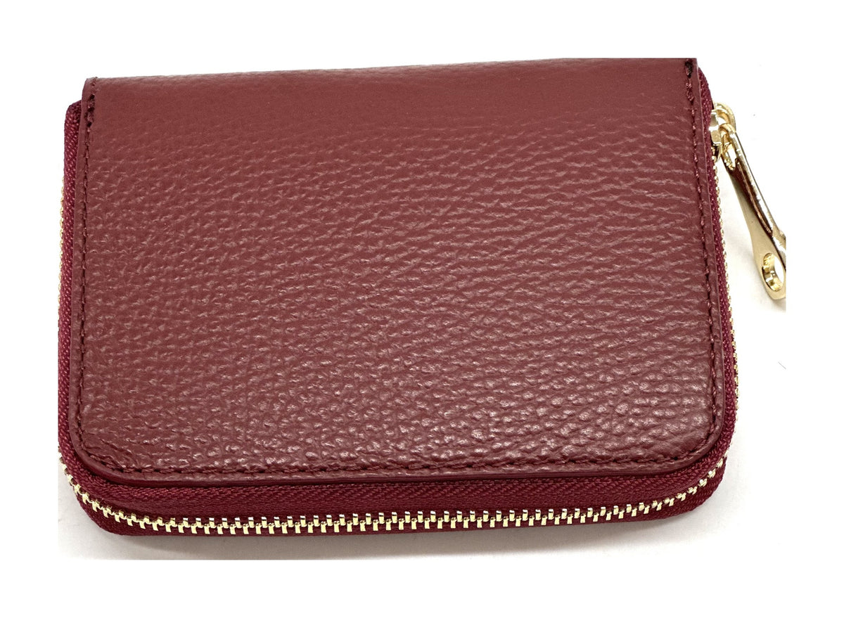 HE387 Dark Red Compact Zip Wallet