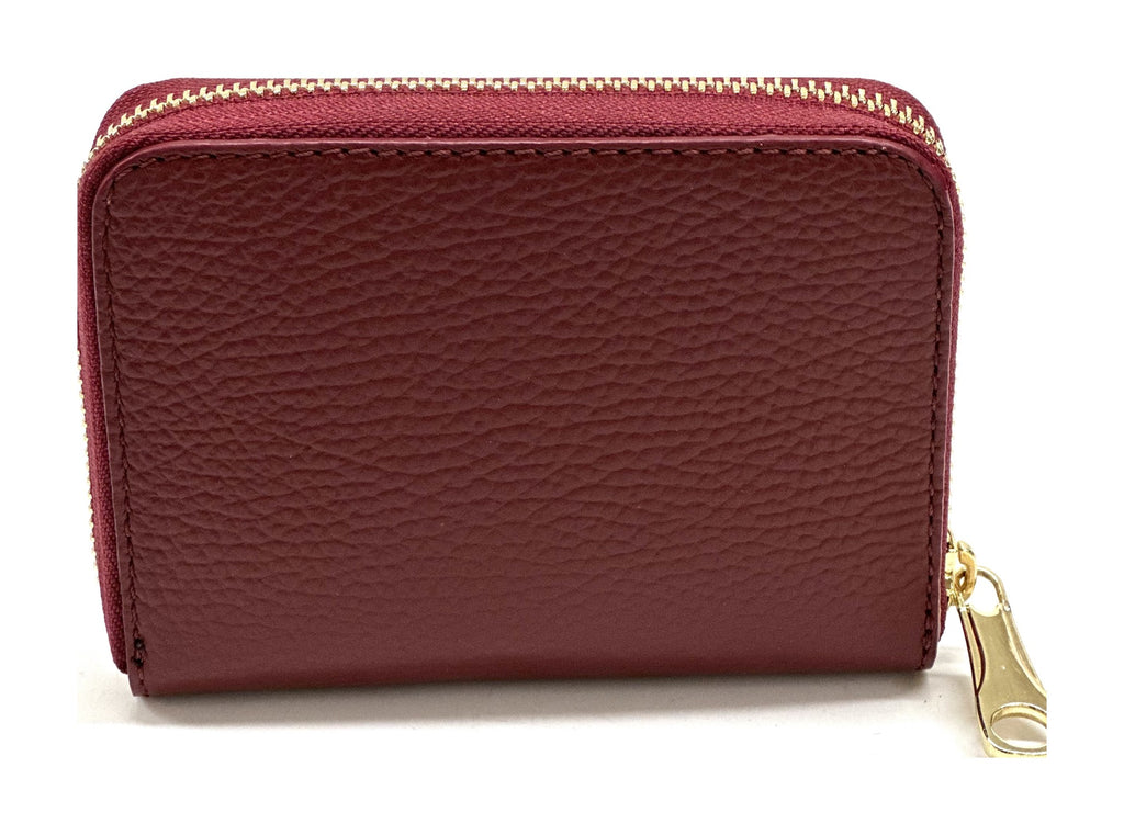 HE387 Dark Red Compact Zip Wallet