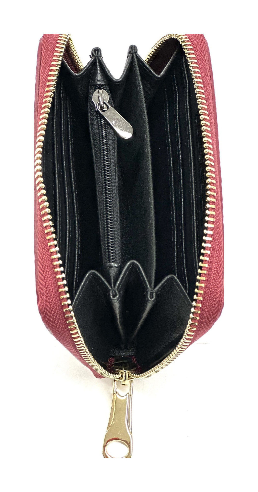HE387 Dark Red Compact Zip Wallet