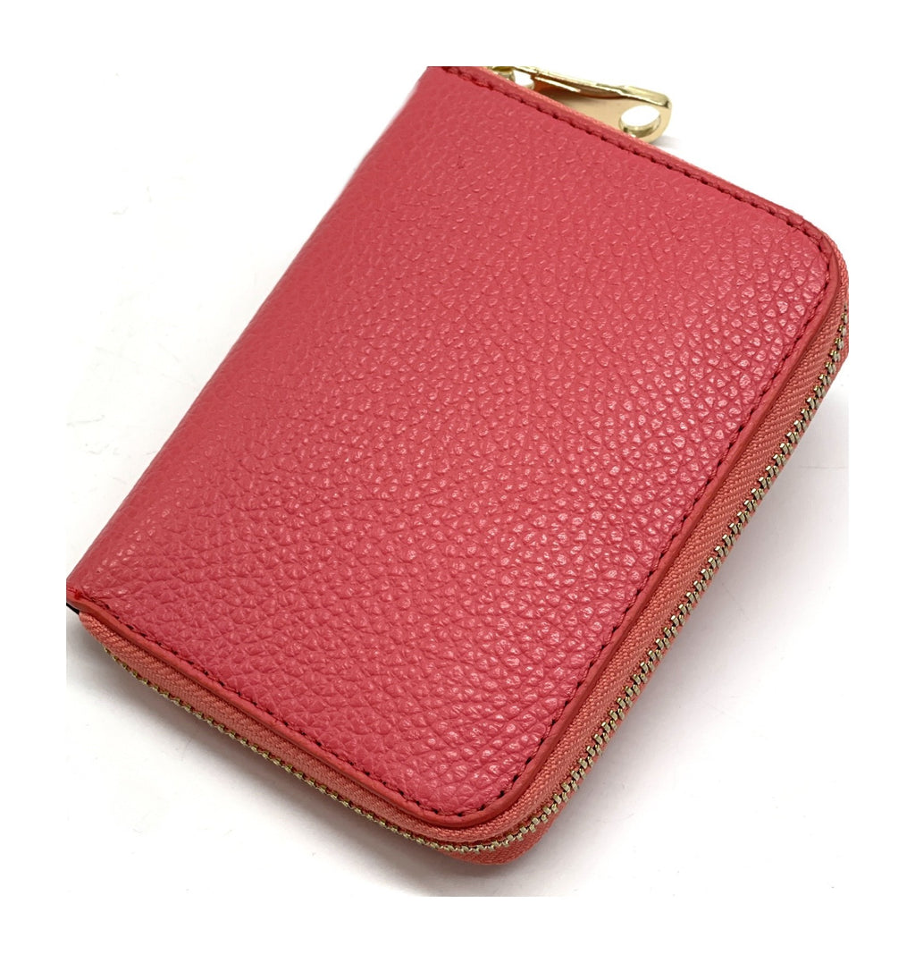 HE388 Coral Red Compact Zip Wallet