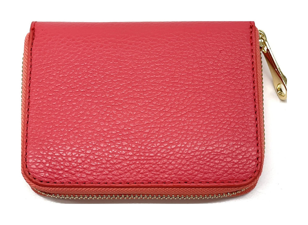 HE388 Coral Red Compact Zip Wallet