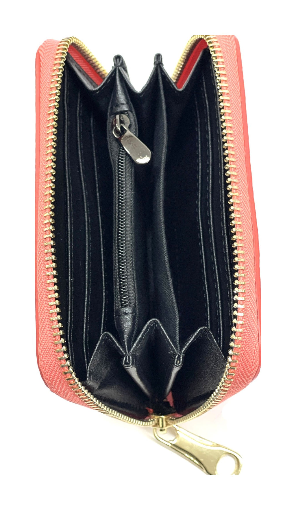 HE388 Coral Red Compact Zip Wallet