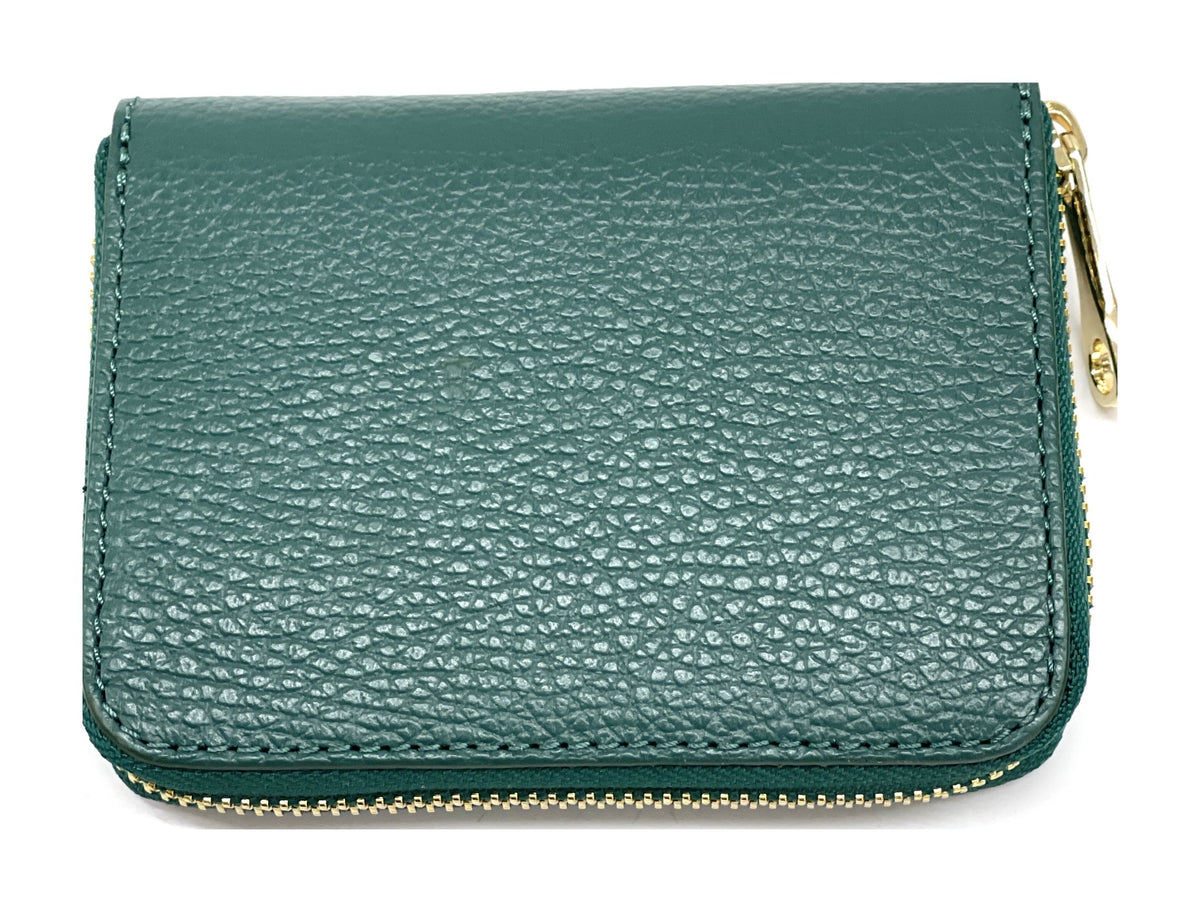 HE390 Peacock Green Compact Zip Wallet