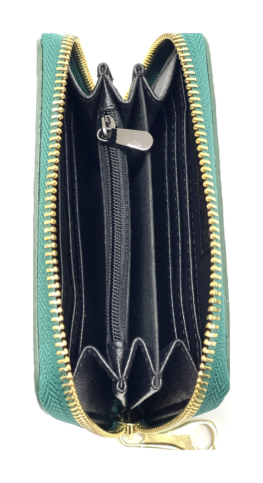 HE390 Peacock Green Compact Zip Wallet