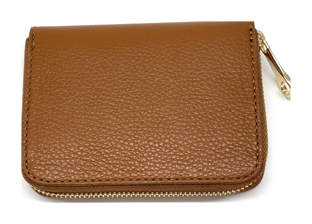 HE391 Cognac Compact Zip Wallet