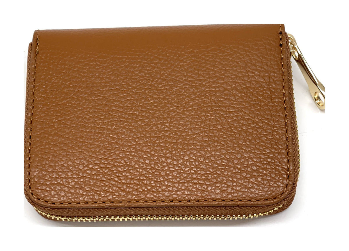 HE391 Cognac Compact Zip Wallet