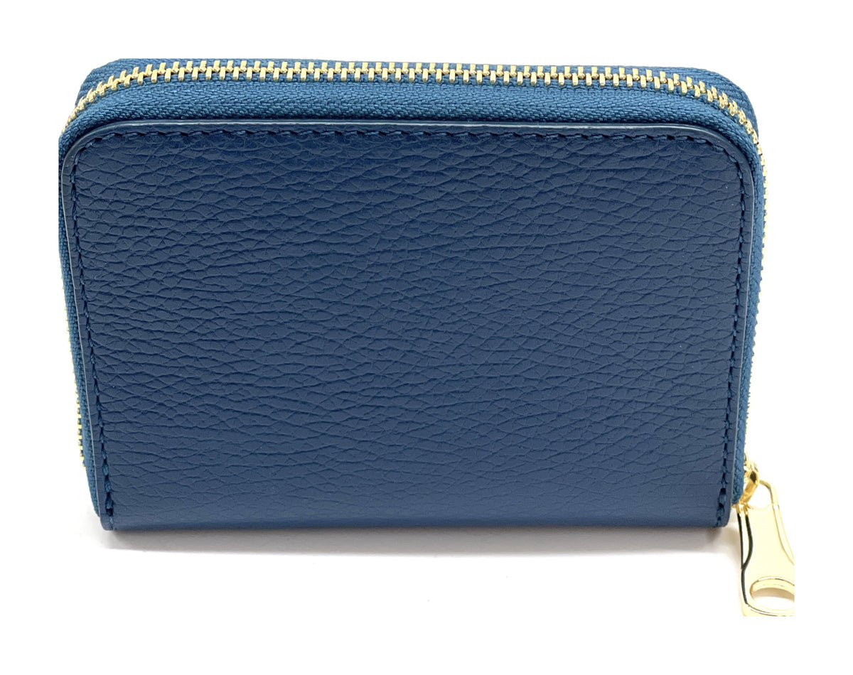 HE397 Petrol Blue Compact Zip Wallet