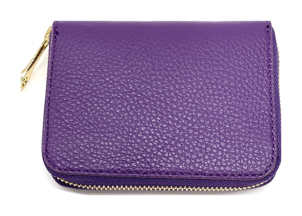 HE399 Purple Compact Zip Wallet
