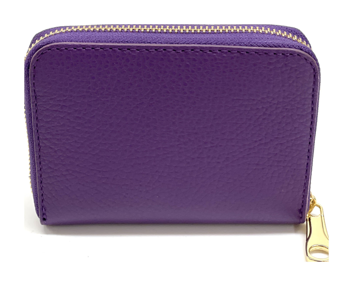 HE399 Purple Compact Zip Wallet