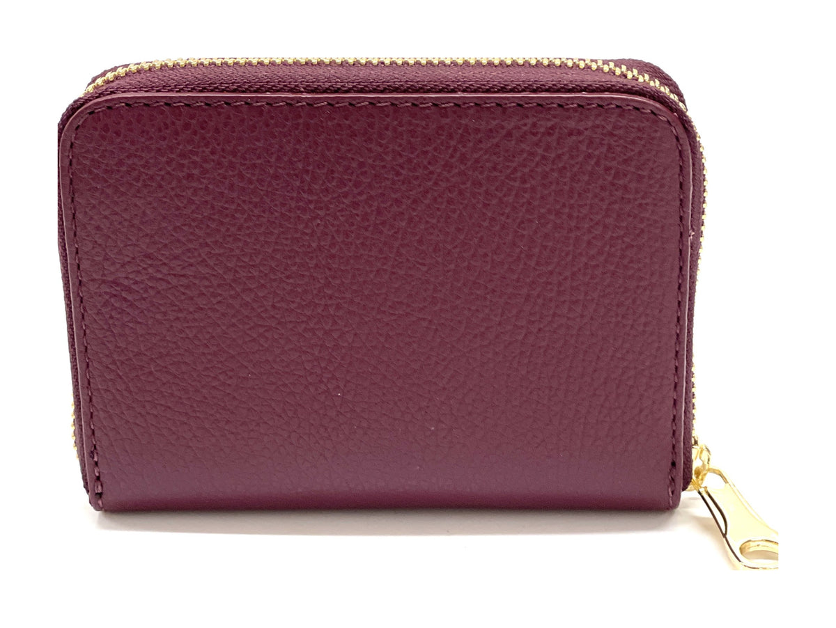 HE401 Plum Compact Zip Wallet