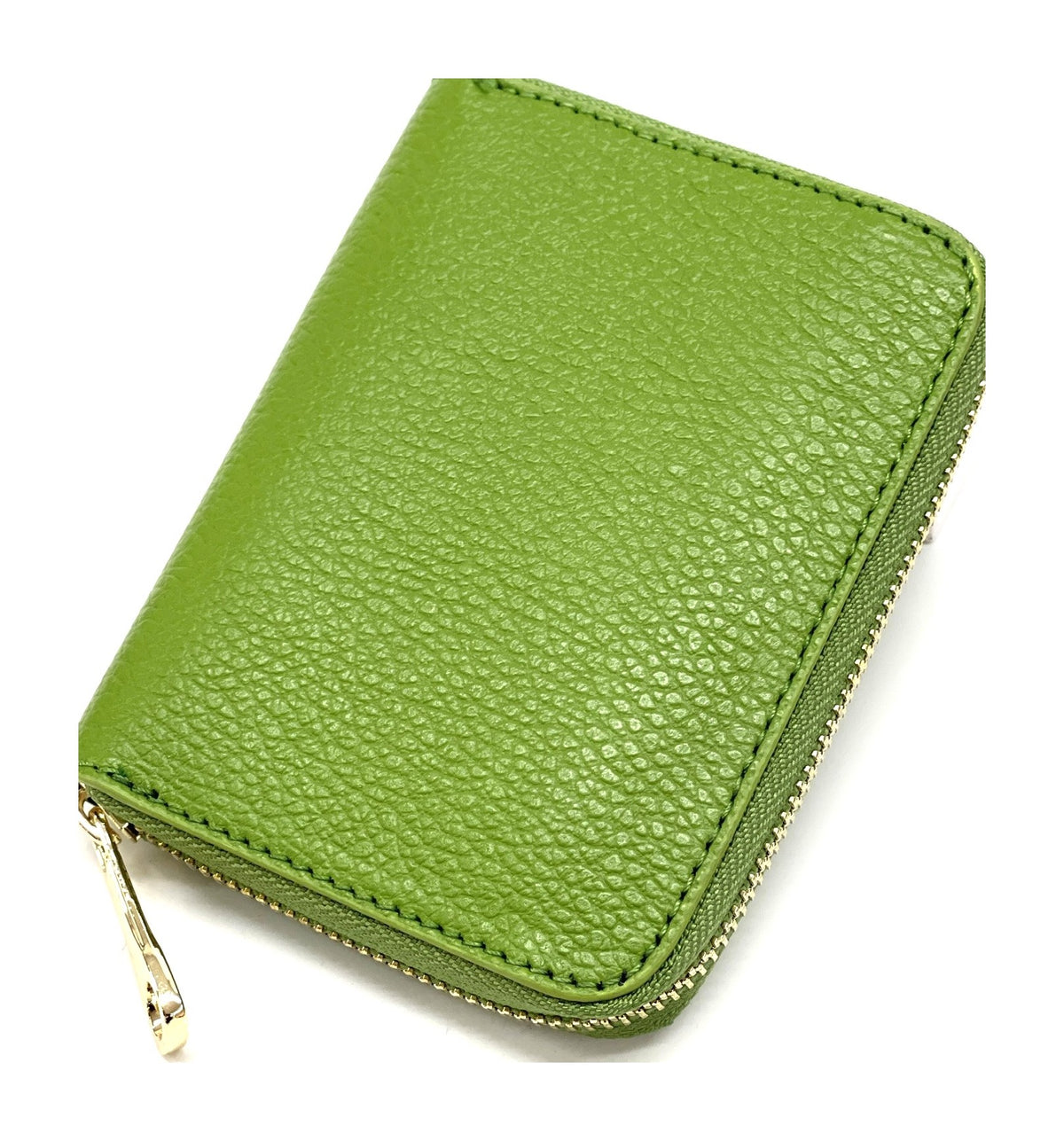 HE402 Grass Green Compact Leather Zip Wallet