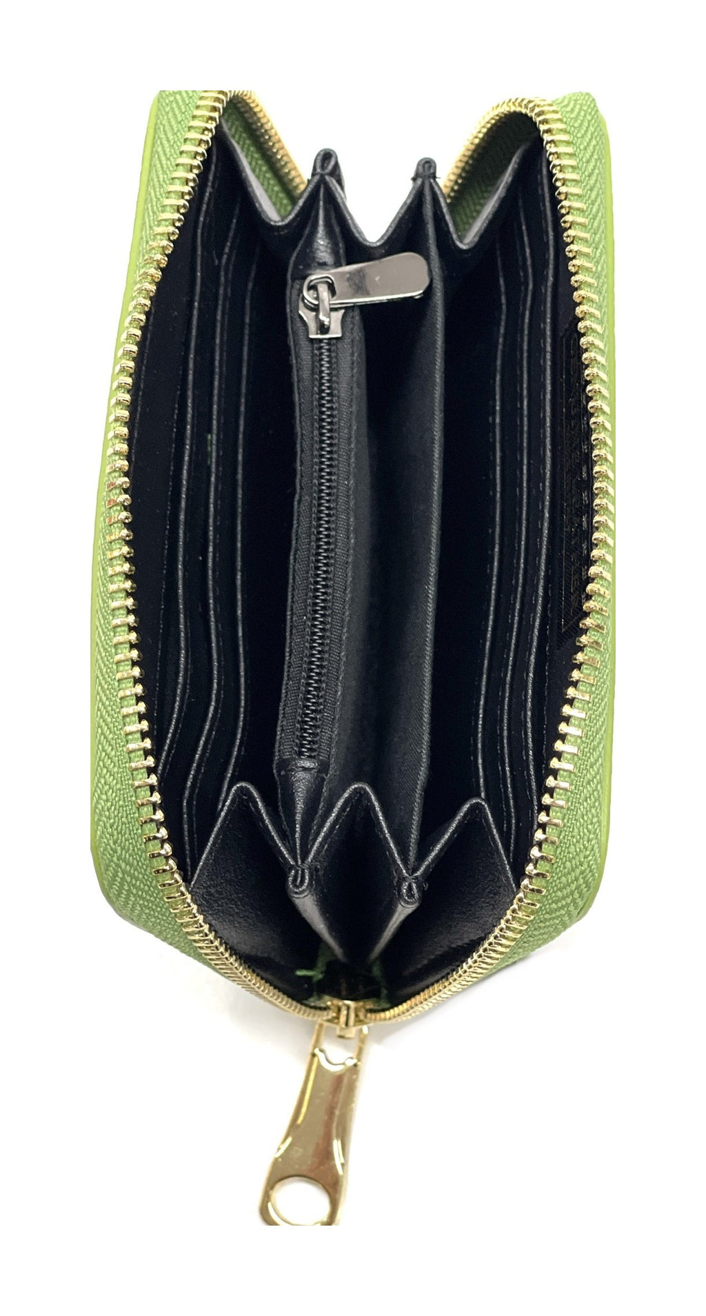 HE402 Grass Green Compact Leather Zip Wallet