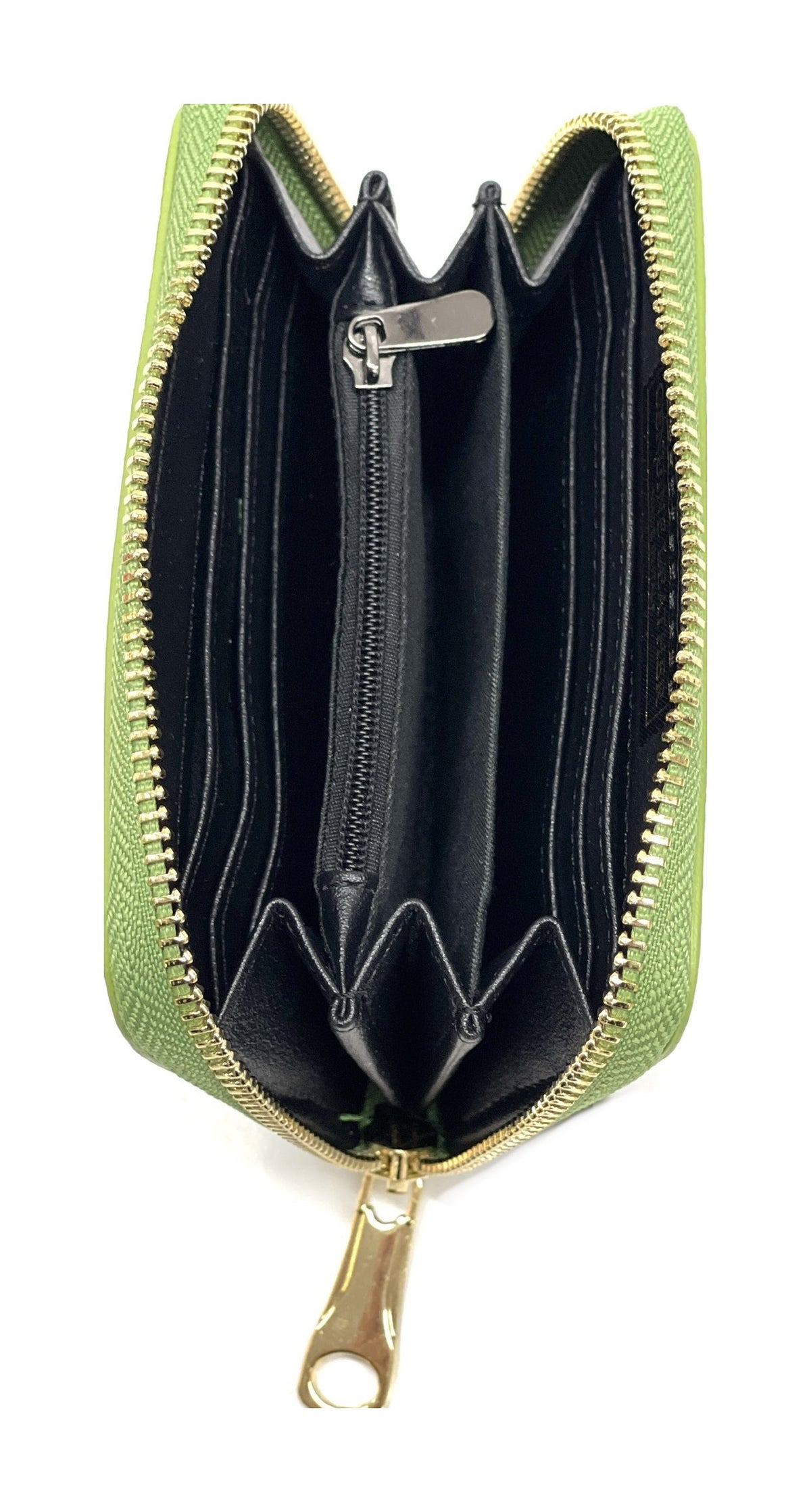 HE402 Grass Green Compact Leather Zip Wallet