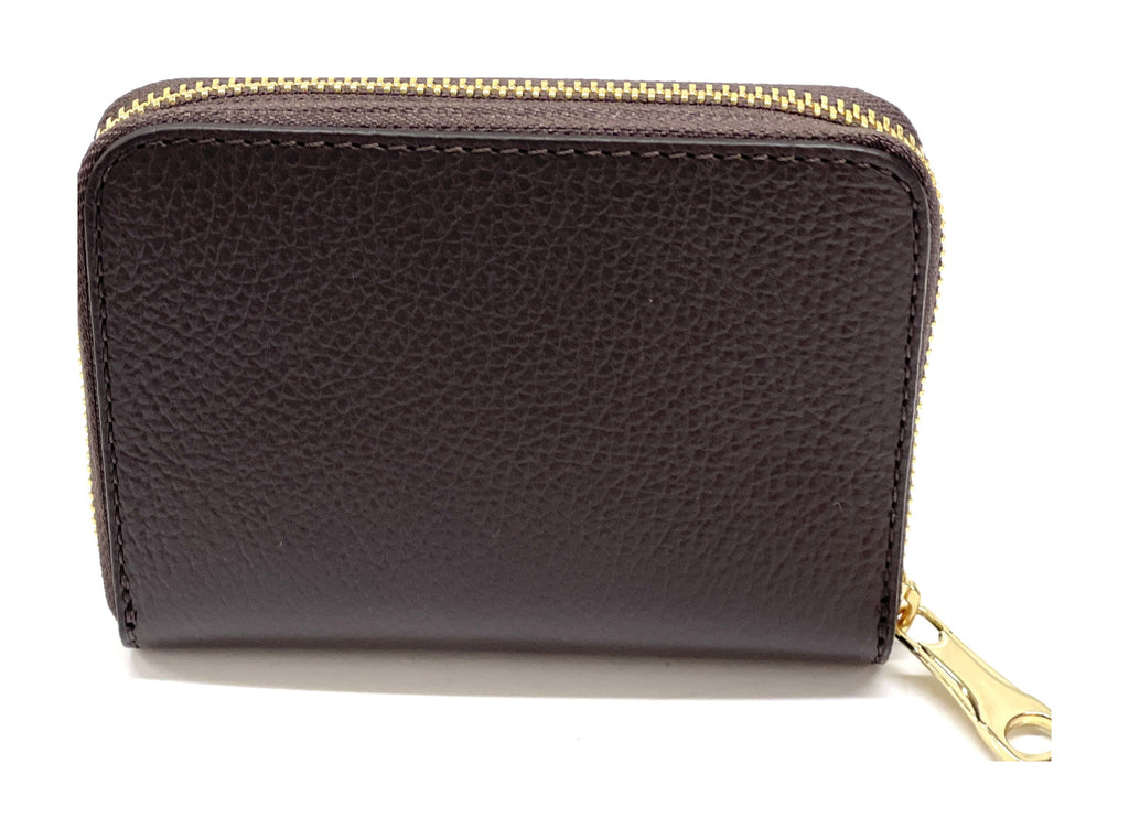 HE403 Dark Brown Compact Leather Zip Wallet