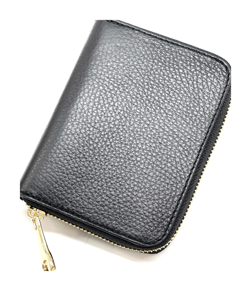 HE404 Black Compact Zip Wallet