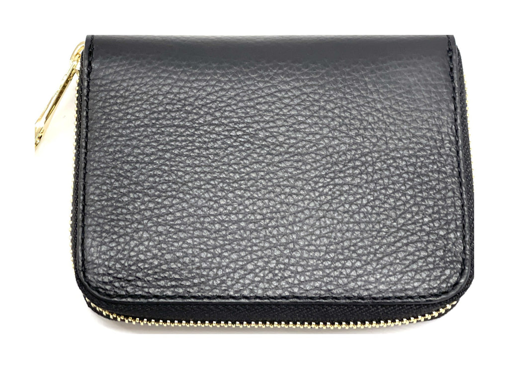 HE404 Black Compact Zip Wallet