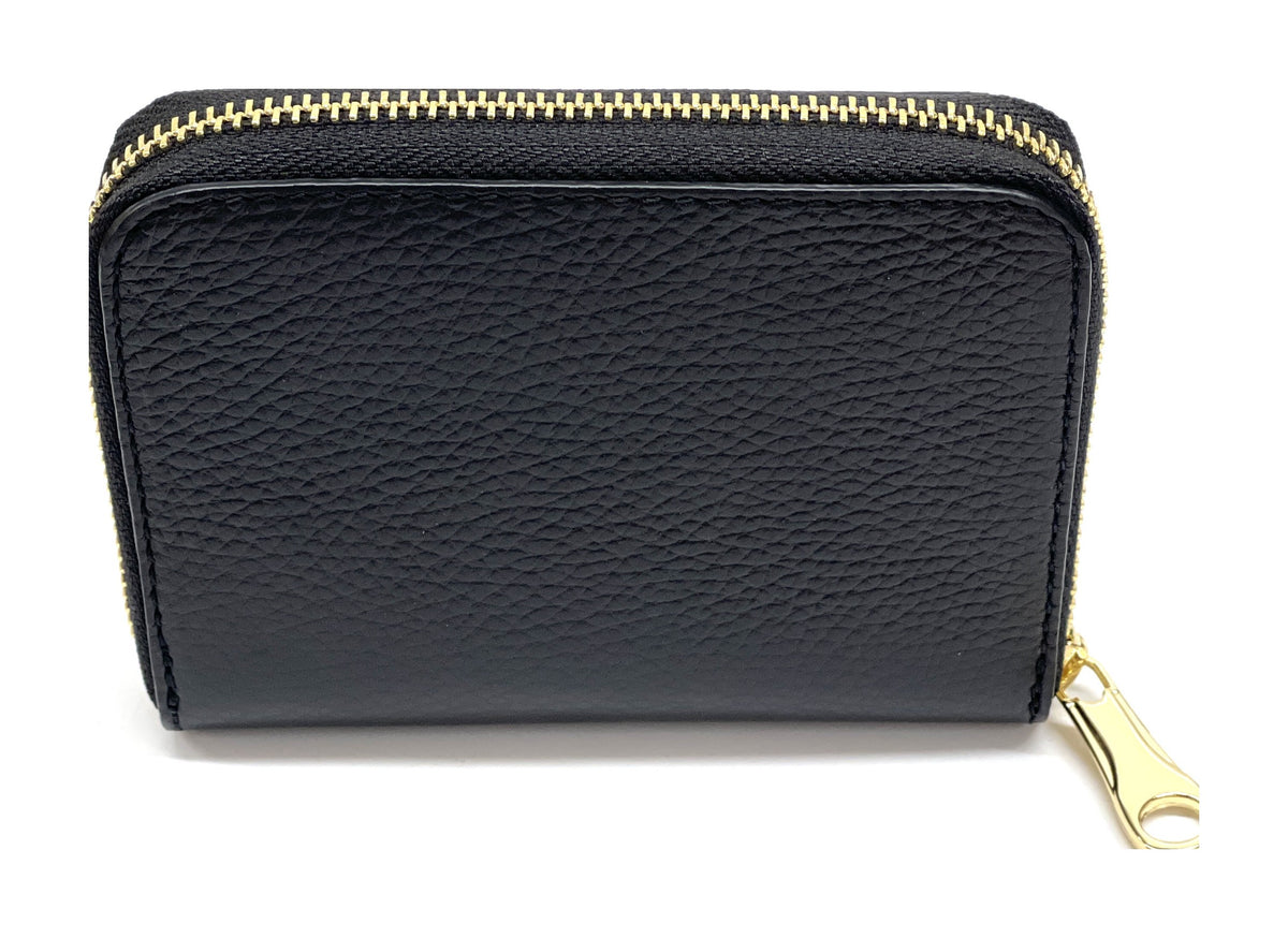 HE404 Black Compact Zip Wallet