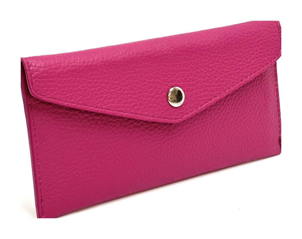 HE405 Fuchsia Large Leather Envelope Wallet