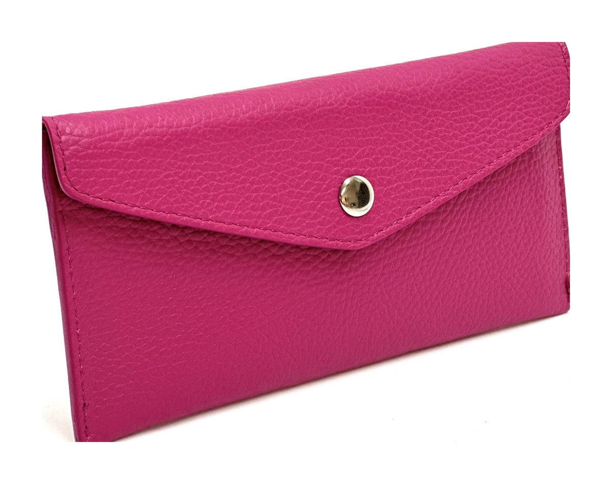 HE405 Fuchsia Large Leather Envelope Wallet