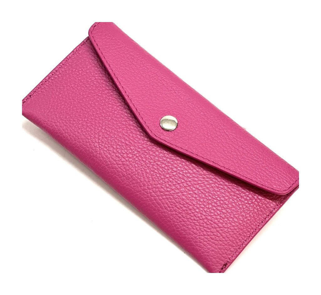 HE405 Fuchsia Large Leather Envelope Wallet