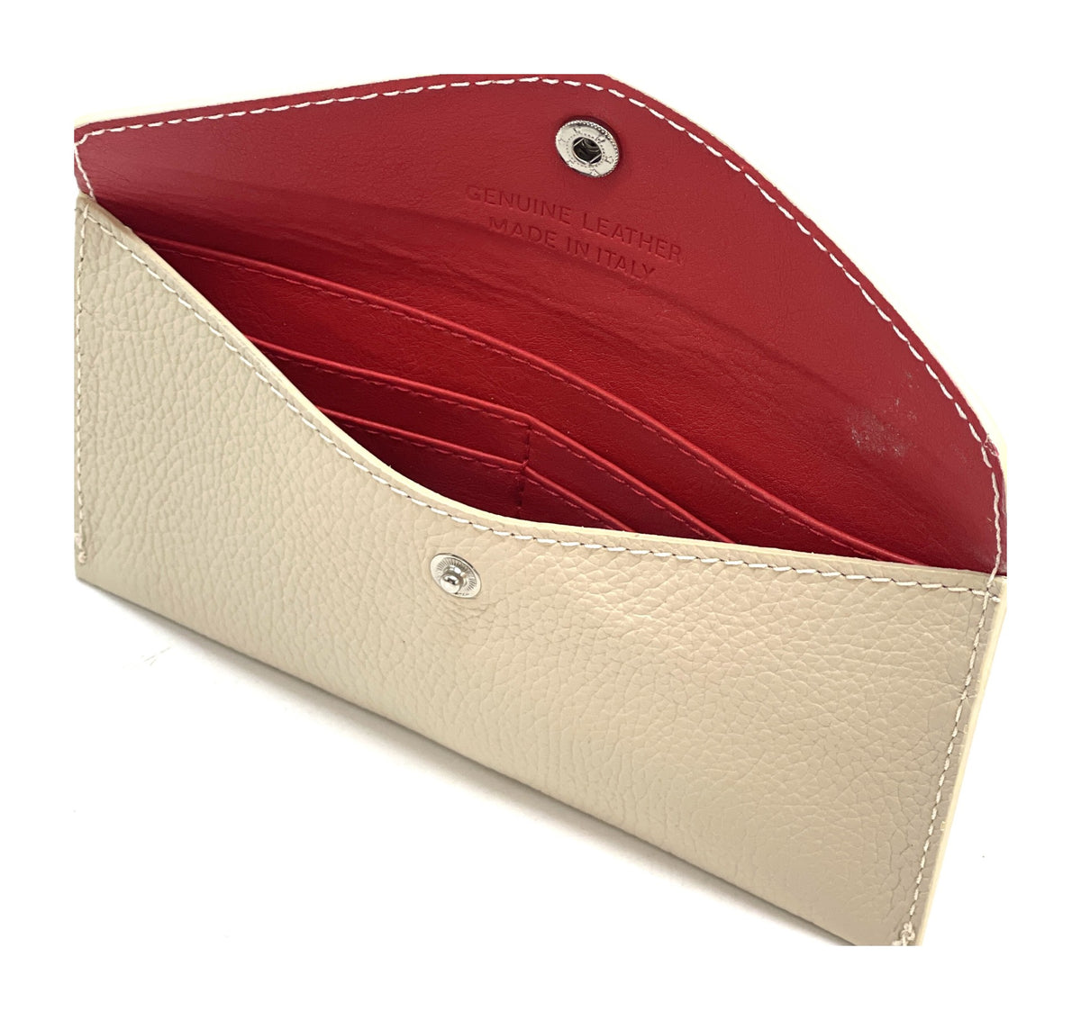 HE418 Cream Large Leather Envelope Wallet