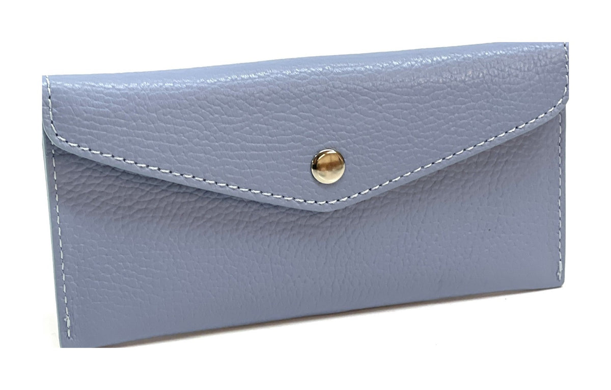 HE420 Baby Blue Large Leather Envelope Wallet