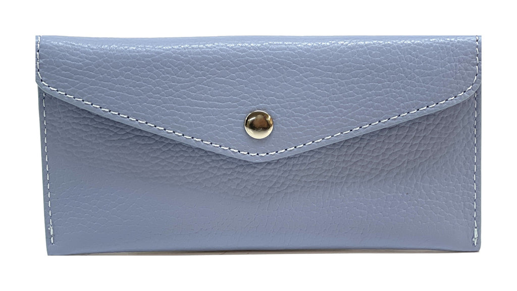 HE420 Baby Blue Large Leather Envelope Wallet